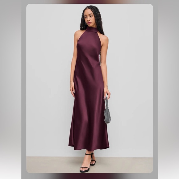 Cider Dresses & Skirts - Cider SATIN HALTER NECKLINE BACKLESS MAXI DRESS XS EX5-15